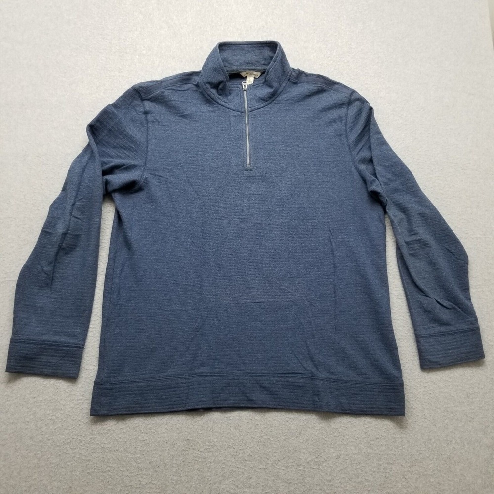 Calvin Klein Sweater‎ Mens Large Blue Pullover Mock Neck Zip Casual